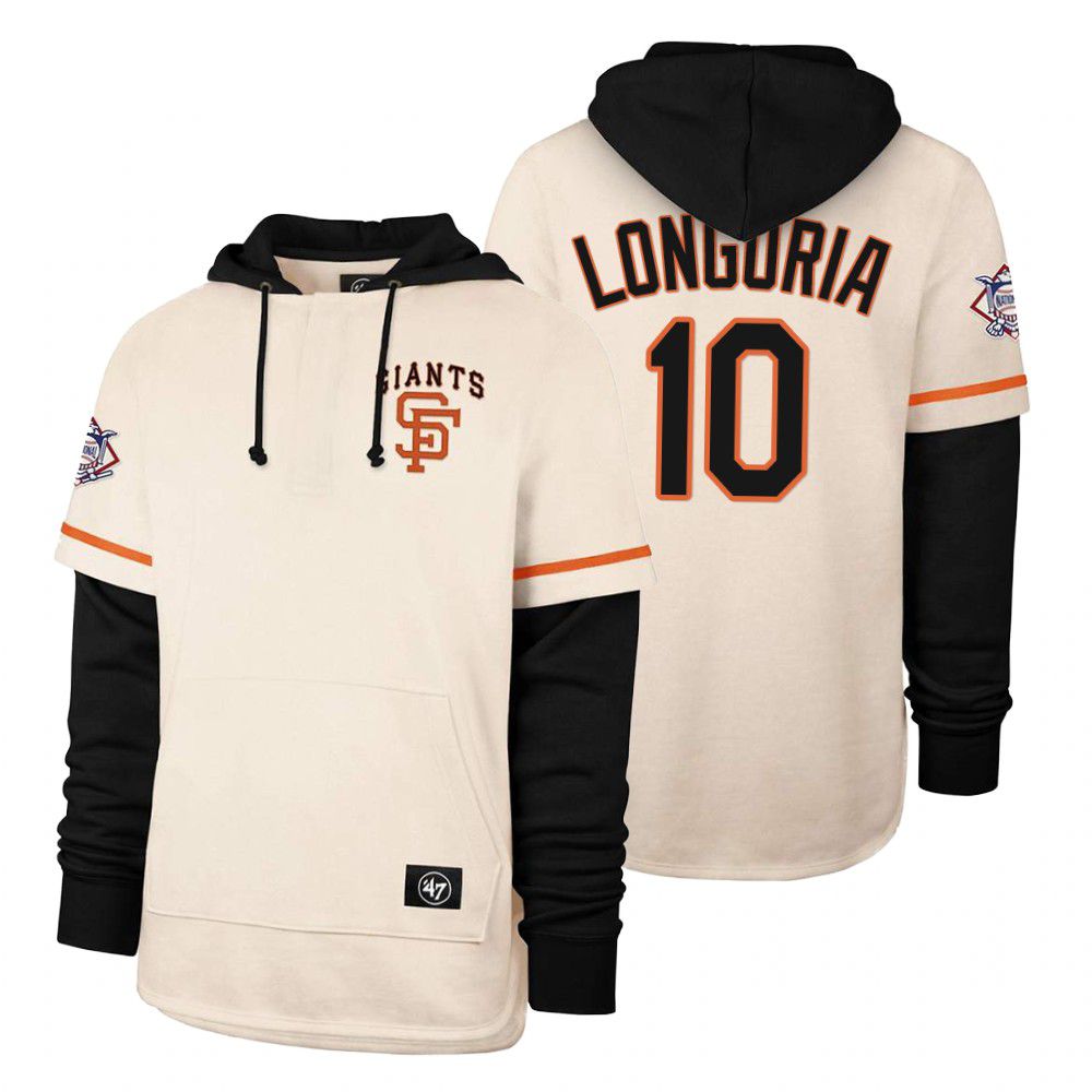 Men San Francisco Giants #10 Longoria Cream 2021 Pullover Hoodie MLB Jersey->san francisco giants->MLB Jersey